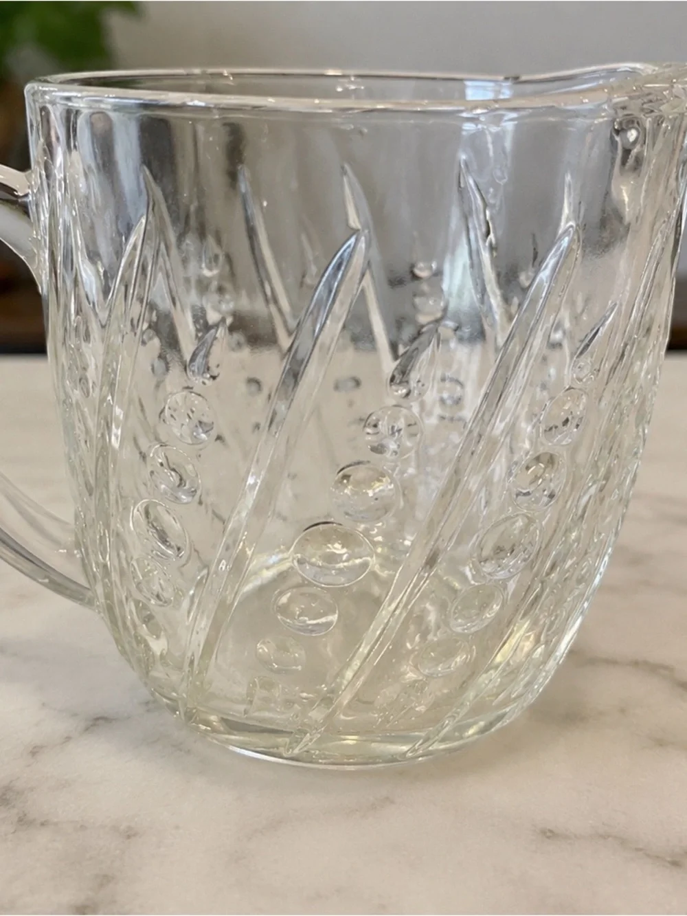 Vintage Clear Pressed Glass Pitcher Raised Dot Bubble Pattern 4” Creamer